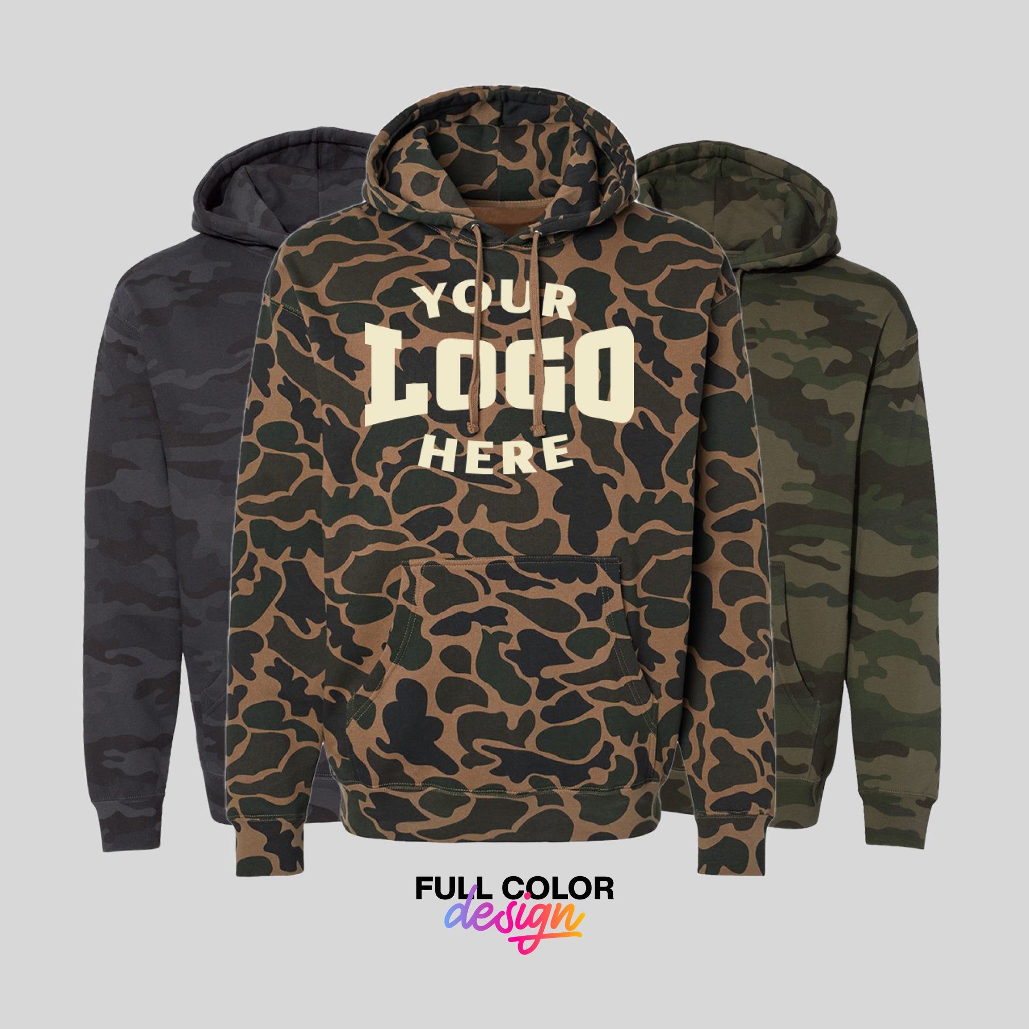 Custom Heavyweight Camo-Styled Hoodie - IND4000