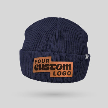 Custom Leather Patch Field Beanies - Solid