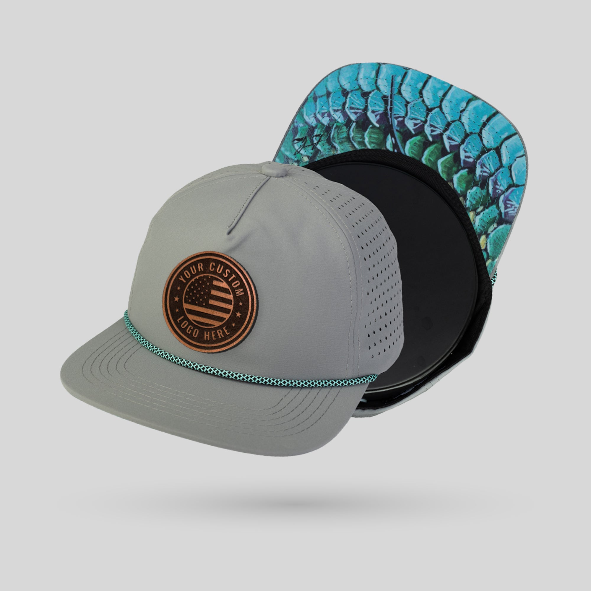 Custom Leather Patch Rope Hat with Printed Underbill - Travis Luther Art Collaboration