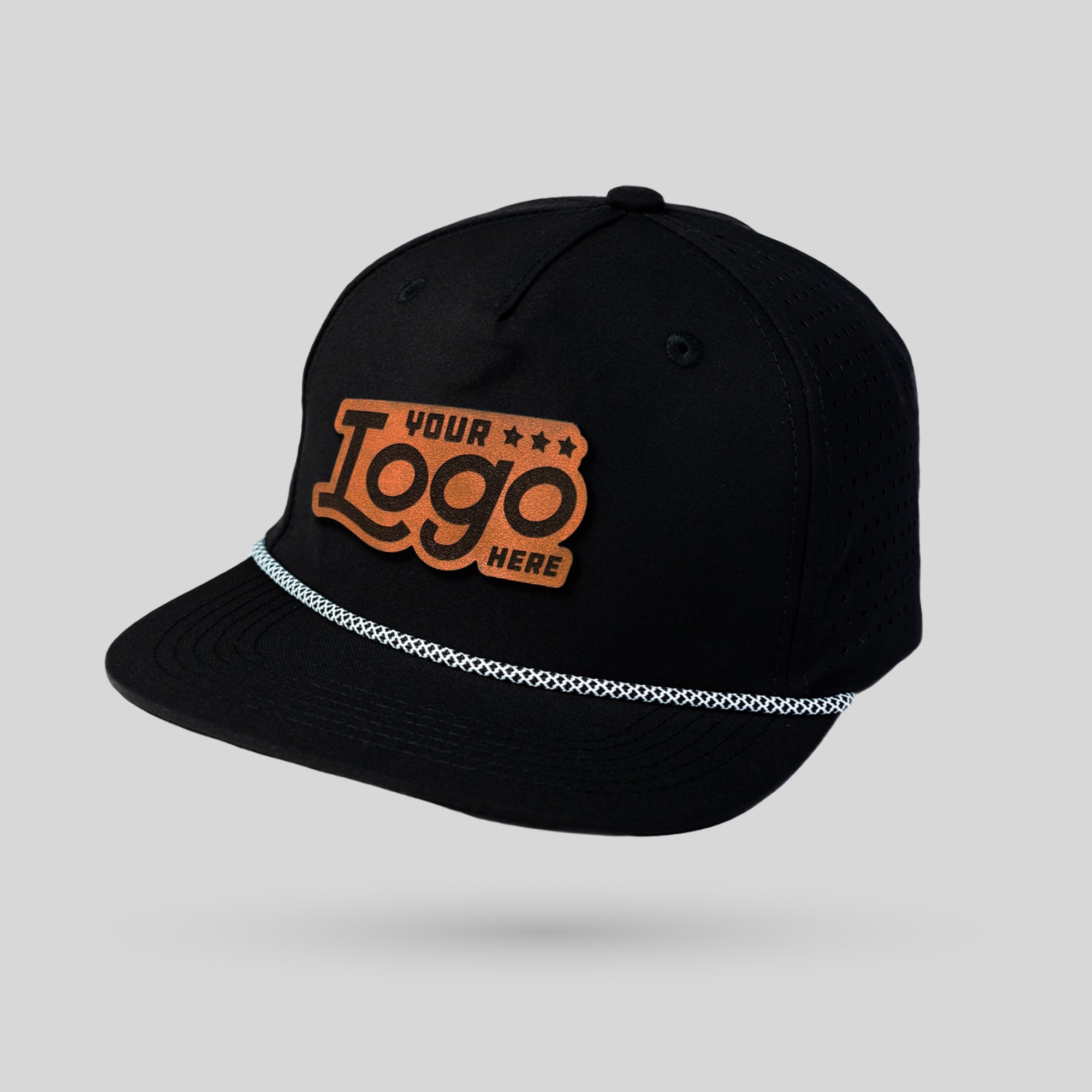 Custom Leather Patch Perforated Structured Rope Hat