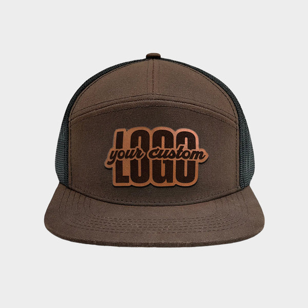 Custom Leather Patch Waxed Seven Panel Hat SA7AGE - Lost Hat Co.