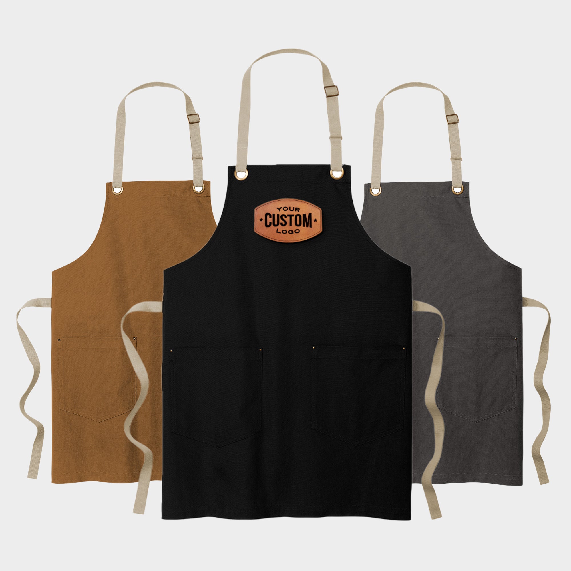 Custom Leather Patch Full Length Two Pocket Apron
