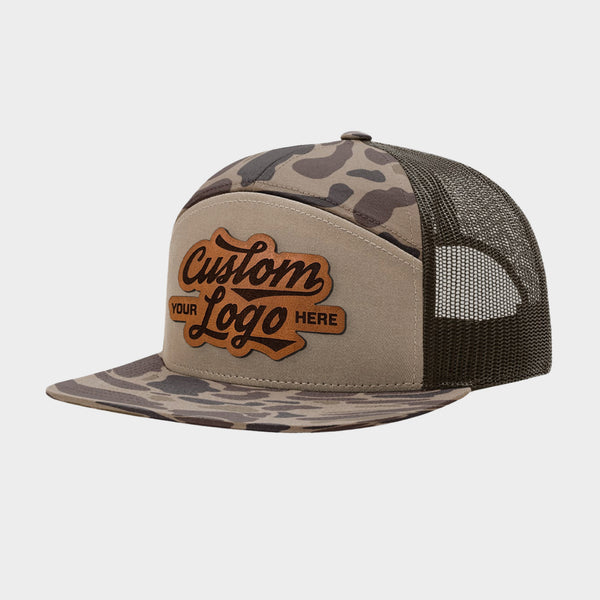 Custom Leather Patch 7 Panel Trucker Hat - Richardson 168P