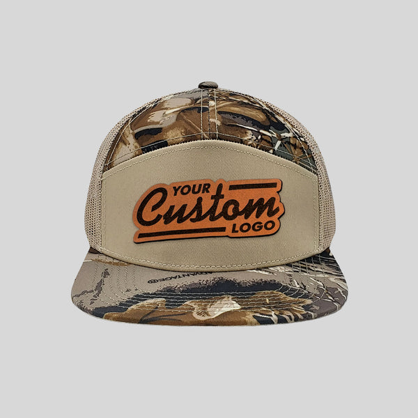 Custom Leather Patch SA7AGE 7 Panel Trucker Hat - Realtree - Lost Hat Co.