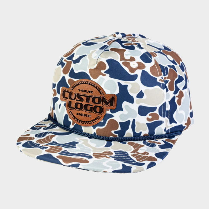 Custom Leather Patch 5-Panel Rope Hat - Blank Rope Hats