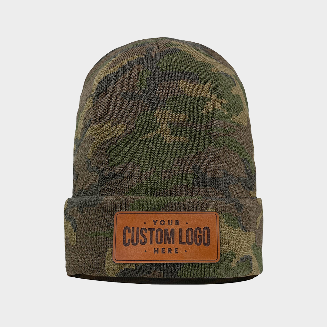 帽子 Camouflage Cross Leather Patch Beanie Chrome Hearts Cashmere Cross Leather Patch Black Beanie - SRM