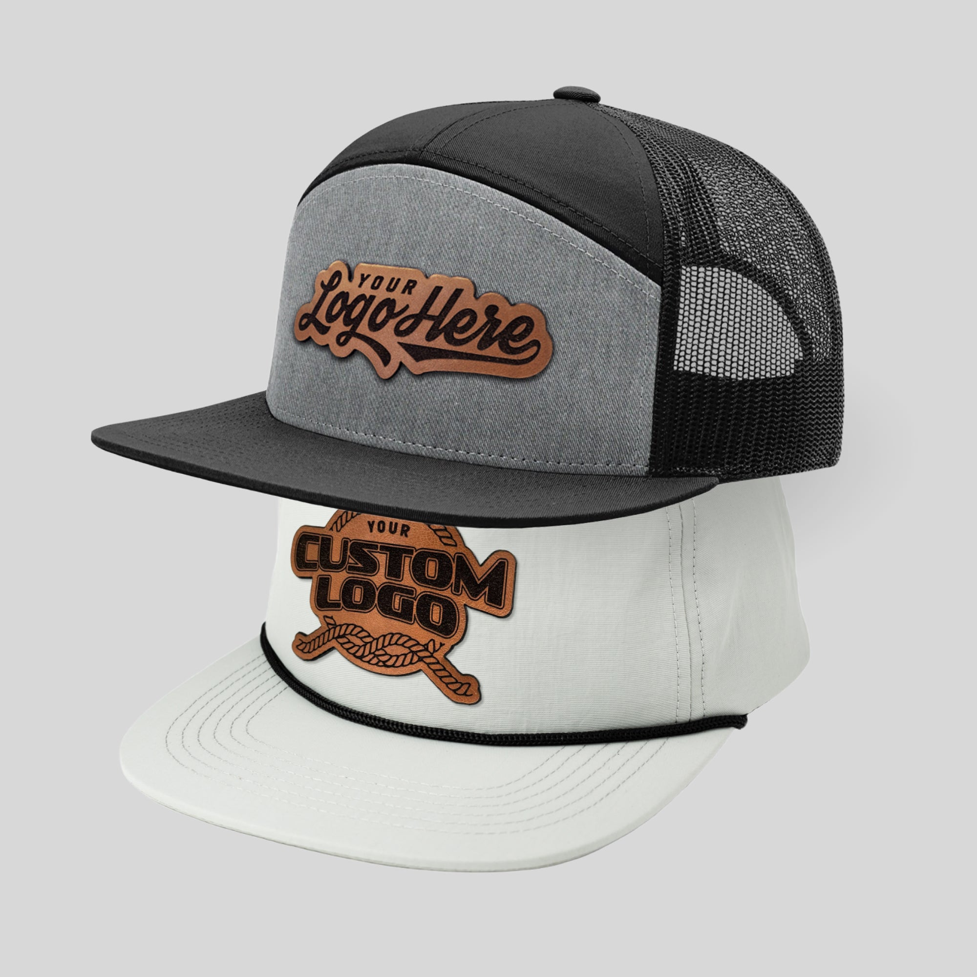 Custom Leather Patch Perforated Rope Hat - Blank Rope Hats