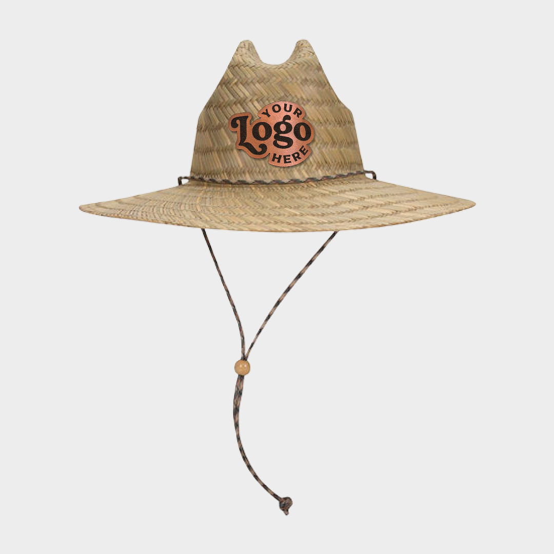 Personalized Leather Patch Straw Lifeguard Success Hat - OTTO CAP
