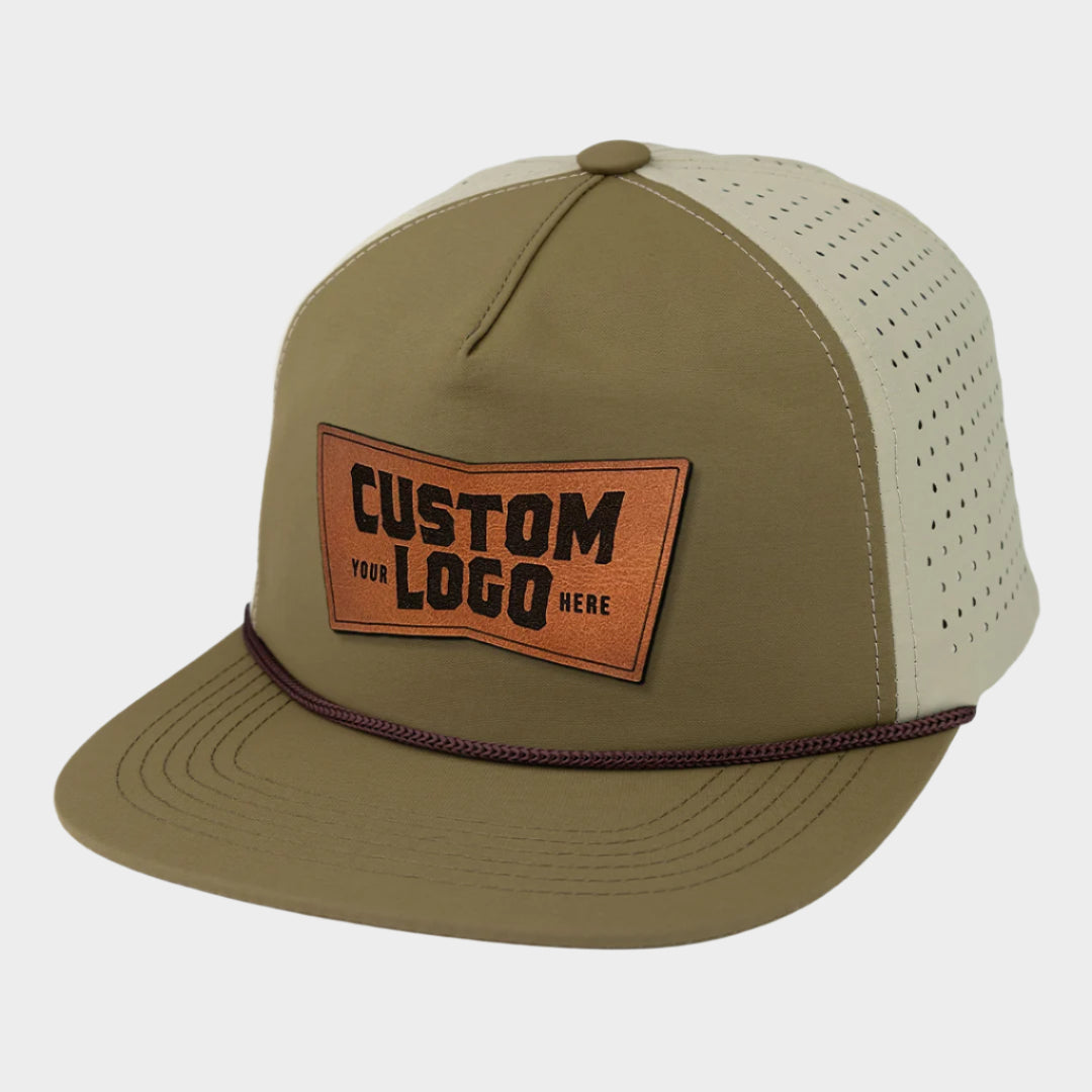 Custom Leather Patch Perforated Rope Hat